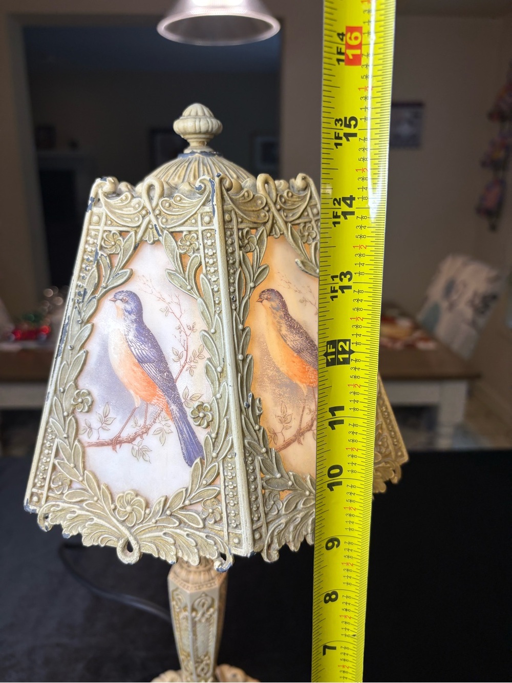 Antique Cast Metal Boudoir Lamp Decorative Bird Relief / Similar Lamps Made 1920 - Picture 14 of 16